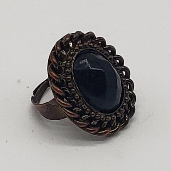 𝅺Claire's Chain Link Black Faux Gem Netted Choker & Vintage Faux Black Gem Ring - Picture 6 of 16